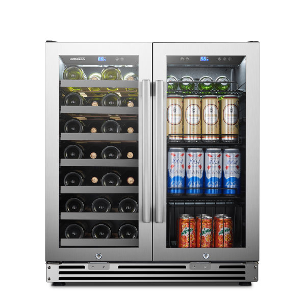 Lanbopro 31 Bottle and 58 Can Dual Zone Freestanding Wine and Beverage